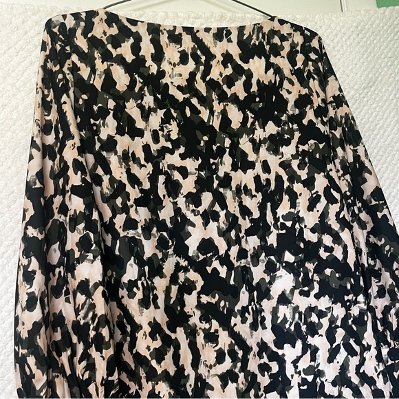 H&M Womens Shift Dress Black Green and Cream Patterned Long Sleeve Dress Small - Picture 10 of 11
